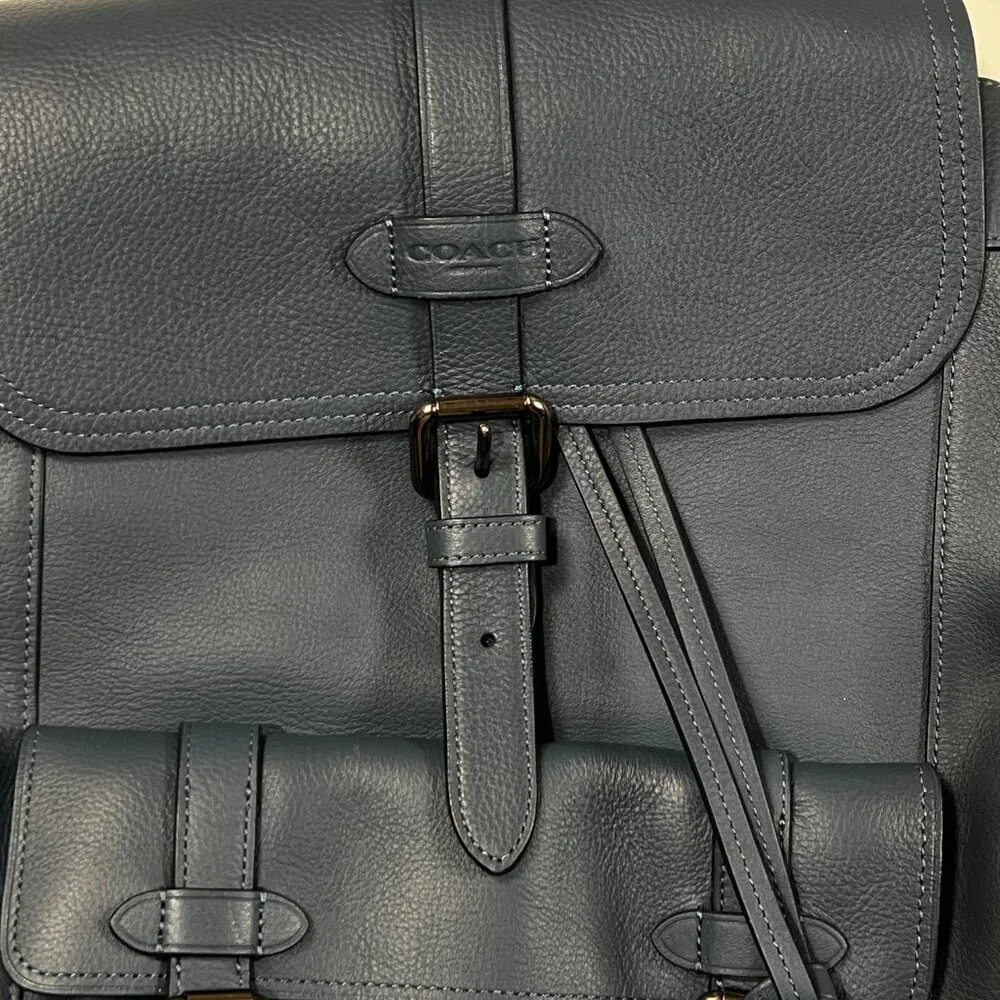 Coach‎ Hudson Leather Backpack Teal Blue Bucket School Work Briefcase Office
